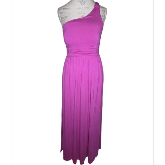 Soma Dresses & Skirts - Soma One Shoulder Soft Jersey Knit Maxi Dresd Wild Berry Size M NWT